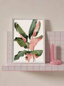 1pc Modern Pink Banana Leaf Canvas Art Print - Unframed Tropical Plant Wall Decor For Living Room, Bedroom, Home Office - Vibrant Indoor/Outdoor Poster