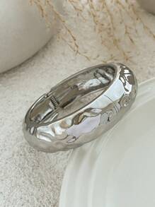 1 peça Pulseira de punho de decoração de pérola barroca vintage simples, pulseira de strass larga e grossa de ouro e prata, pulseira de pulso de mola dupla face de alta qualidade para mulheres, joias empilháveis multifuncionais, adequadas para decoração diária, joias para festas e banquetes, joias para presente de feriado