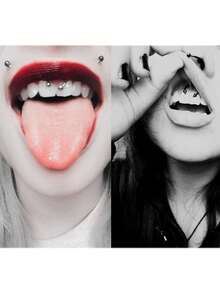 AVYRING 5Pcs Lip Rings Nose Fangs Vampire Teeth Vampire Canine Teeth Tiger Nail For Halloween Costume Party Piercing Jewelry - Multicolor - View 3