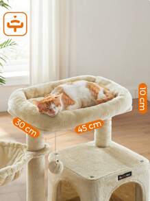 FEANDREA Cat Tree, Cat Tower, Widened Perch For Large Cats, Beige - Beige - View 3