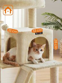 FEANDREA Cat Tree, Cat Tower, Widened Perch For Large Cats, Beige - Beige - View 4