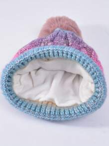 OBOVAY Conjunto de gorro y bufanda con forro térmico y degradado de color aleatorio para mujer, gorro de punto con pompón y bufanda infinita cálida, apto para esquiar y uso diario - Gradiente - Ver 8