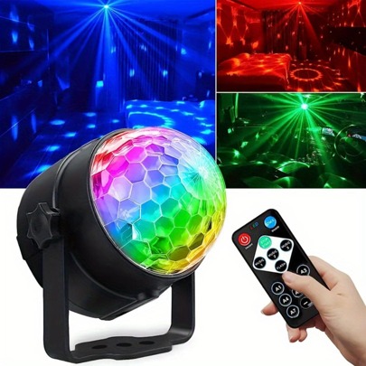 LED Crystal Magic Ball RGB Disco Ball Light-7 Mode Remote Control Stage Light Laser Light Is Perfect For Family Room Dance Parties, KTV, Weddings, Room Decoration, Etc.!
