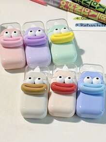 6-2-1pc Cute Colorful Big Mouth Correction Tape, School Correction Tape, Color Changing Tape, Portable Correction Tape, 5pcs Cute Flower Quick-Drying Gel Pen, Gel Pen, Ballpoint Pen, Cute Flower Push-Pull Pen, Very Suitable For Students And Girls, Back-To-School Season Gifts, Back-To-School Gifts For Children, Friends And Besties, Back-To-School Gifts