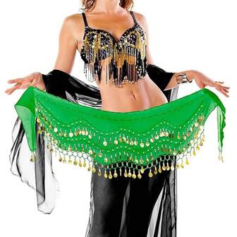 1 pieza Nuevo accesorio de bufanda de cadera para danza del vientre de mujer, cinturón de 3 capas con monedas, cadena de cintura con monedas para danza de cadera