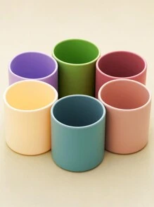 PopLittleOne 1 chiếc cốc silicon cho bé màu trơn đồ dùng ăn uống cho bé bình nước di động cho trẻ em học tập cho bé ăn đồ dùng cho bé - Nhiều màu - Xem 4