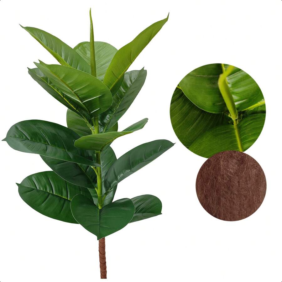 Little Lie Flower Artificial Autumn Green Lyrata Ficus Real Touch Without Vase Decoration - 綠色 - 查看 1