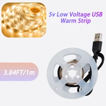 1 Stück LED Lichtstreifen warmweiß, abschneidbar, USB-betrieben, 5V Spannung, geeignet für Schlafzimmerbeleuchtung, TV-Hintergrundbeleuchtung, Ambiente-Beleuchtung
