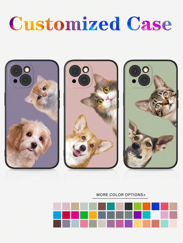 Apple Customized Sweet & Cute 2-Photo Pet Animal Dog/Cat Portrait, Shockproof Soft TPU Transparent Phone Case Compatible With Iphone 11/13/14/15 Pro Max,Animal Print,Stylish,Colorful,Vintage,Cute,Contracted,Funny,Custom,Personalized,Unique,Customized,Ideal Gifts For Him,Ideal Gifts For Her,Boyfriend,Girlfriend,Family,Friends,Grandparents,Couple,For Anniversaries,For Birthdays,Customized Phone Cases,Street Casual Chic,Cell Phones & Accessories,Season Picks