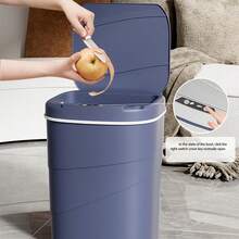 1 件/13 升（3.4 加仑）/17 升（4.5 加仑）智能感应垃圾桶，自动开盖，3 种感应模式（按钮+传感器+触摸），防水防臭塑料储物容器，2 节 AAA 电池供电（不包括在内），适用于厨房、办公室、客厅、浴室、卧室 - 彩色 - 查看 3