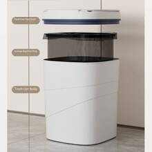 1 件/13 升（3.4 加仑）/17 升（4.5 加仑）智能感应垃圾桶，自动开盖，3 种感应模式（按钮+传感器+触摸），防水防臭塑料储物容器，2 节 AAA 电池供电（不包括在内），适用于厨房、办公室、客厅、浴室、卧室 - 彩色 - 查看 7