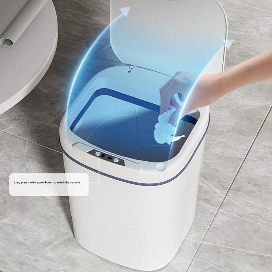 1 件/13 升（3.4 加仑）/17 升（4.5 加仑）智能感应垃圾桶，自动开盖，3 种感应模式（按钮+传感器+触摸），防水防臭塑料储物容器，2 节 AAA 电池供电（不包括在内），适用于厨房、办公室、客厅、浴室、卧室 - 彩色 - 查看 1