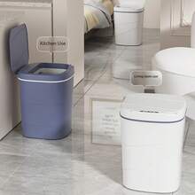 1 件/13 升（3.4 加仑）/17 升（4.5 加仑）智能感应垃圾桶，自动开盖，3 种感应模式（按钮+传感器+触摸），防水防臭塑料储物容器，2 节 AAA 电池供电（不包括在内），适用于厨房、办公室、客厅、浴室、卧室 - 彩色 - 查看 9