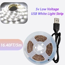 1 Stück LED Lichtstreifen warmweiß, abschneidbar, USB-betrieben, 5V Spannung, geeignet für Schlafzimmerbeleuchtung, TV-Hintergrundbeleuchtung, Ambiente-Beleuchtung
