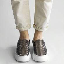 Regiane Croco High Sole Slip-On - Màu xám đen - Xem 3