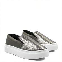 Regiane Croco High Sole Slip-On - Màu xám đen - Xem 4