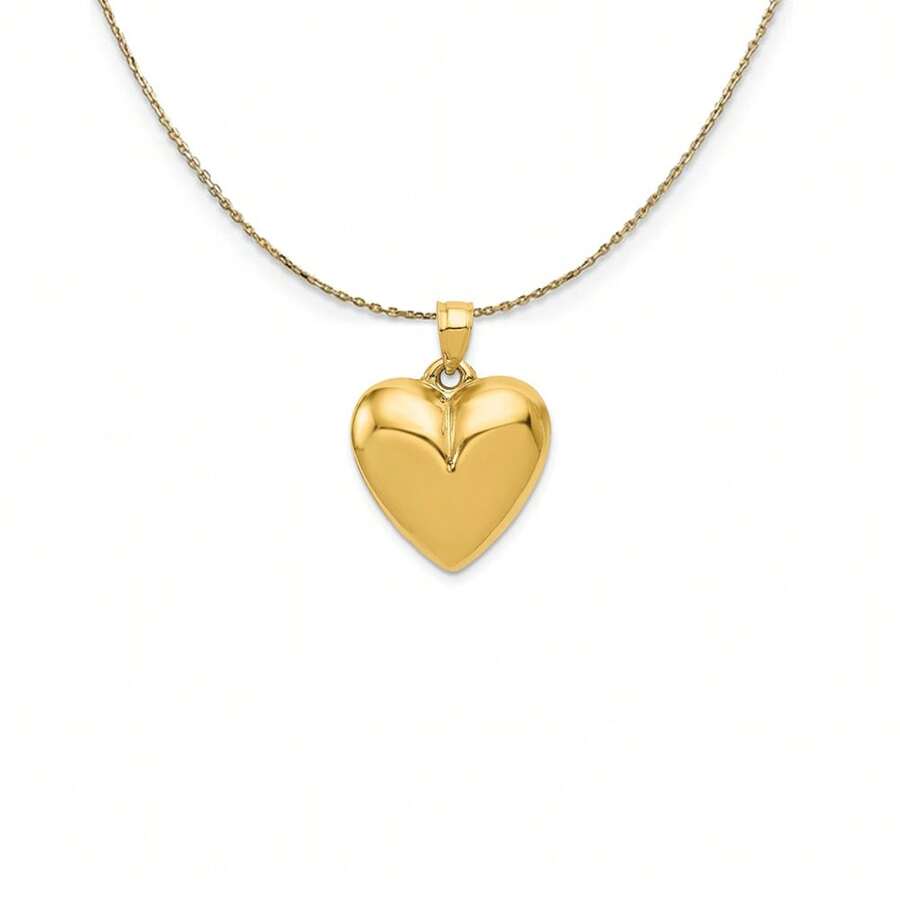 The Black Bow 14k Yellow Gold Puffed Heart Tapered Bail Necklace