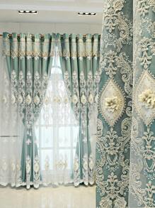 European High-End Atmosphere, Niche Relief Embroidery Yarn, Retro Curtains, New Living Room And Bedroom Products, Luxurious And High-End Feel