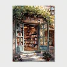 1 pieza Póster de arte botánico vibrante de la biblioteca - Sin marco, diseño art decó, orientación vertical, arte de tinta de alta calidad sobre superficie de lienzo, ideal para sala de estar, dormitorio, dormitorio, decoración interior, sin marco necesario, arte de pared fotográfico perfecto, idea de regalo única