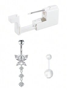 CIZME Belly Button Piercing Kit Gun Belly Piercing Kit Belly Button Piercing Gun Navel Piercing Kit Self Belly Button Ring Piercing Kit Silver Gold Black Pink Blue Disposable Belly Piercing Gun At Home Dangle Belly Button Ring - Multicolor - View 48