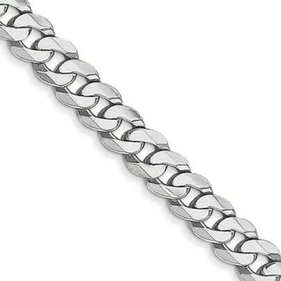 The Black Bow Men's 8.5mm 14K White Gold Solid Beveled Curb Chain Necklace