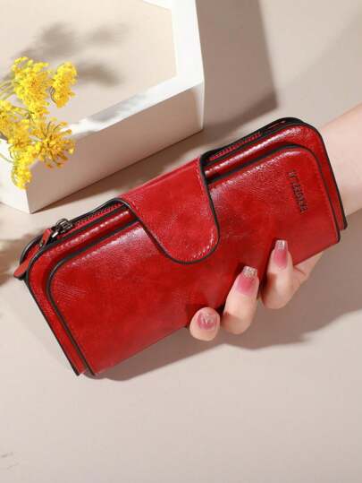 Nuevo bolso de mano teñido de unicolor simple de moda, un regalo de cumpleaños o Navidad para mujeres, cartera, monedero de mujer, billetera larga