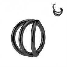 1 pieza Aro triple para septum de acero inoxidable hipoalergénico de 16G con cierre a presión, joyería de perforación para nariz, labio, cartílago, concha, hélix, daith, trago, lóbulo, root y anillo para el ombligo, de 8 mm y 10 mm, para mujeres y hombres