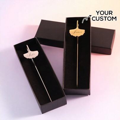 Customized Metal Ginkgo Biloba Bookmarks – Elegant Silver & Gold Leaf-Shaped Bookmarks With Personalized Name Options, Gift-Ready In Stylish Black Box – Perfect For Book Lovers And Bookworm Gifts Back To School,Multi-Functional,Ornamental,Reusable,Modern,Colorful,Cute,Vintage,Cartoon,Kawaii,Custom,Personalized,Unique,Customized,Workers,Clients,Students,For Business/Work/Office,For School,Season Picks,Office & School Supplies,Customized Bookmarks