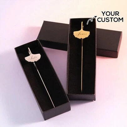 Semne de carte personalizate din metal cu Ginkgo Biloba – Semne de carte elegante în formă de frunză de aur și argintie, cu opțiuni de nume personalizate, gata de oferit într-o cutie neagră elegantă – Perfecte pentru iubitorii de cărți și pasionații de cărți, cadouri pentru întoarcerea la școală, multifuncționale, ornamentale, reutilizabile, moderne, colorate, drăguțe, vintage, desene animate, kawaii, personalizate, unice, personalizate, pentru lucrători, clienți, studenți, pentru afaceri/serviciu/birou, pentru școală, alegeri de sezon, rechizite de birou și școlare, semne de carte personalizate, cadouri de Crăciun