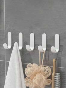 5pcs/10pcs Strong Adhesive Hooks, Wall Mounted Hooks For Bathroom Towel, Clothes Hanger, No Drill Required, Sticky Wall Hooks For Bathroom, Kitchen