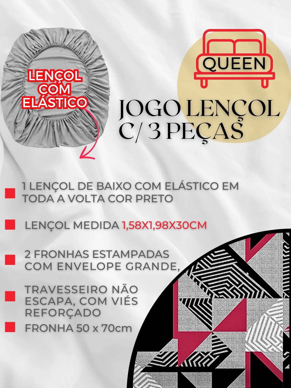 Sheet Set QUEEN SIZE Bed Linen 100 Cotton Mesh 3 Pieces Soft