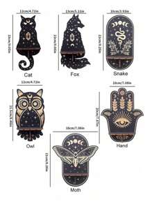 1pc Creative Crystal Shelf, The Shape Of Owl & Cat Designs For Wall Mounted Gemstone Storage, Wooden Wall Candle Holders, Indoor Crystal Display Wooden Crafts Wall Home Decor, Halloween Wall Decor, Bohemian, Wooden Plaque. Room Decor - Multicolor - View 4