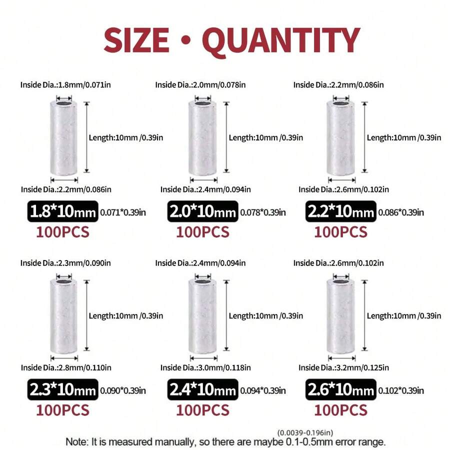 100pcs Copper Tube Fishing Line Fixing Tubes, Fishing Tackle