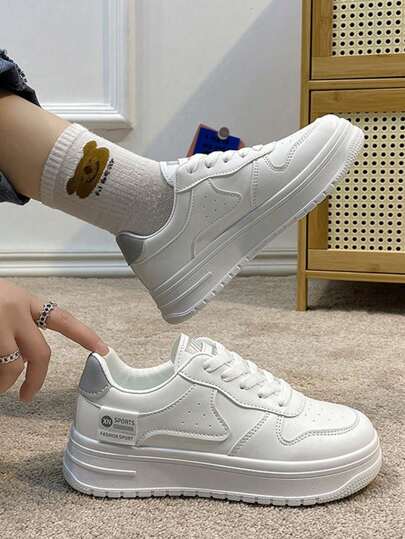 Zapatillas deportivas con cordones de otoño para mujeres,Zapatillas blancas informales para mujer, nuevas zapatillas cómodas con aumento de altura, Zapatos Casuales de Suela Gruesa.Tenis Antideslizantes Y Transpirables Para Mujer.Zapatos Suaves Y Cómodos Tejidos Voladores, Zapatillas Deportivas Casuales Versátiles Al Aire Libre Para Mamá, Zapatos Para