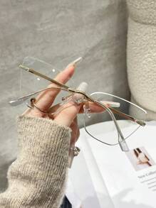 1 par de gafas sin montura de ojo de gato sin graduación para mujer, accesorios de gafas decorativas de moda para mujer - transparente - Ver 5