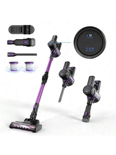 TEXOUS Piece Cordless Stofzuiger Cleaner 250W 22000Pa Cell Battery, 40min Working Time, 2.6KG Lightweight, Layer Filtration System, 0.7L Dust Bin, Gears Suction, Data Display, Folding Extension Tube, In Accessories, Low Voice, Portable held Stick Home Carpets Vloer Desktop Curtain Corner Pet Hair view 6