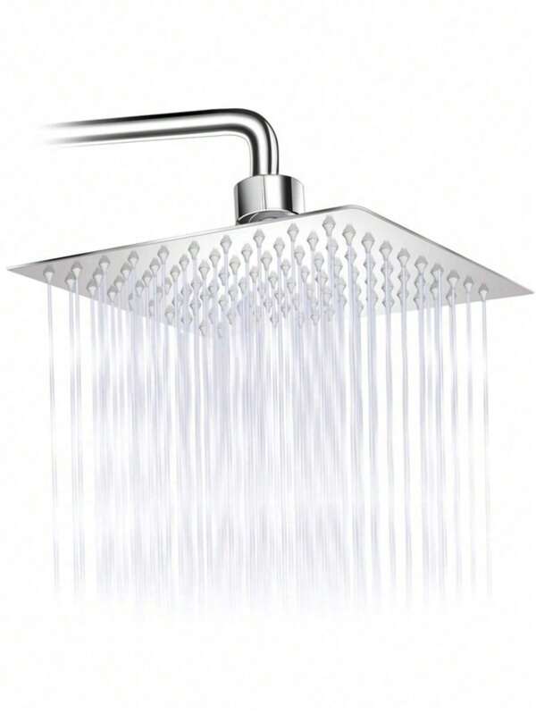 Ducha Chuveiro Slim Quadrado Inox 20x20cm Banheiro Com 38cm Braço de Suporte