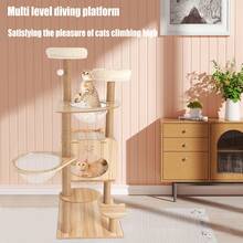 54 Inch Cat Tree Tower Activity Center Large Playing House Condo For Rest, Sleep - Brown and White - View 3
