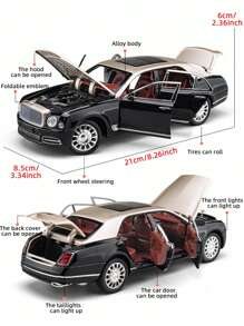 1pc 21cm Length X 8.5cm Width X 6cm Height, 365g Zinc Alloy Shell Maserati Car Model, Die-Cast Metal Replica With Openable Doors, Hood, Detailed Interior And Suspension/Steering, Collectible Gift For Adults