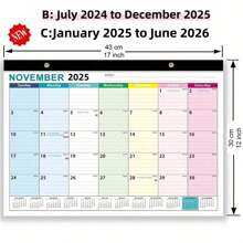 1 Bộ Lịch Để Bàn 18 Tháng 1 Năm 2025 - Tháng 6 Năm 2026, 43*30.5cm, Có Ngày Julian, Mục Tiêu Hàng Tháng, Danh Sách Việc Cần Làm, Thích Hợp Sử Dụng Ở Nhà, Trường Học, Văn Phòng, Có Thể Viết Được - Nhiều màu - Xem 2