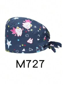 1 pièce Casquette de protection en polyester à motif dessin animé, convient pour dentaire, hôpital, infirmière pédiatrique, vétérinaire, chef, cheveux longs, unisexe, 4 saisons