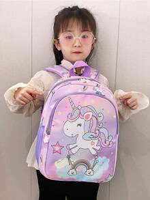 1 chiếc Ba lô trẻ em mẫu giáo có khóa kéo bằng nylon dễ thương, hình kỳ lân cầu vồng, thích hợp sử dụng hàng ngày, Ba lô, cặp đi học, túi trẻ em, ba lô trẻ em, ba lô trẻ mới biết đi, ba lô mini, ba lô nhỏ, túi đi học, ba lô đi học, ba lô, túi đi học trẻ em, hành lý trẻ em, túi mẫu giáo hoàn hảo cho bé gái, trẻ em, túi du lịch cho bé gái đi học - Màu tím - Xem 3