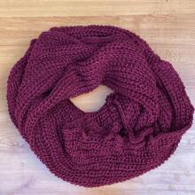 Unisex Knit Infinity Beanie And Scarf Set Soft Wool Winter Fashion - Burgundy - View 2