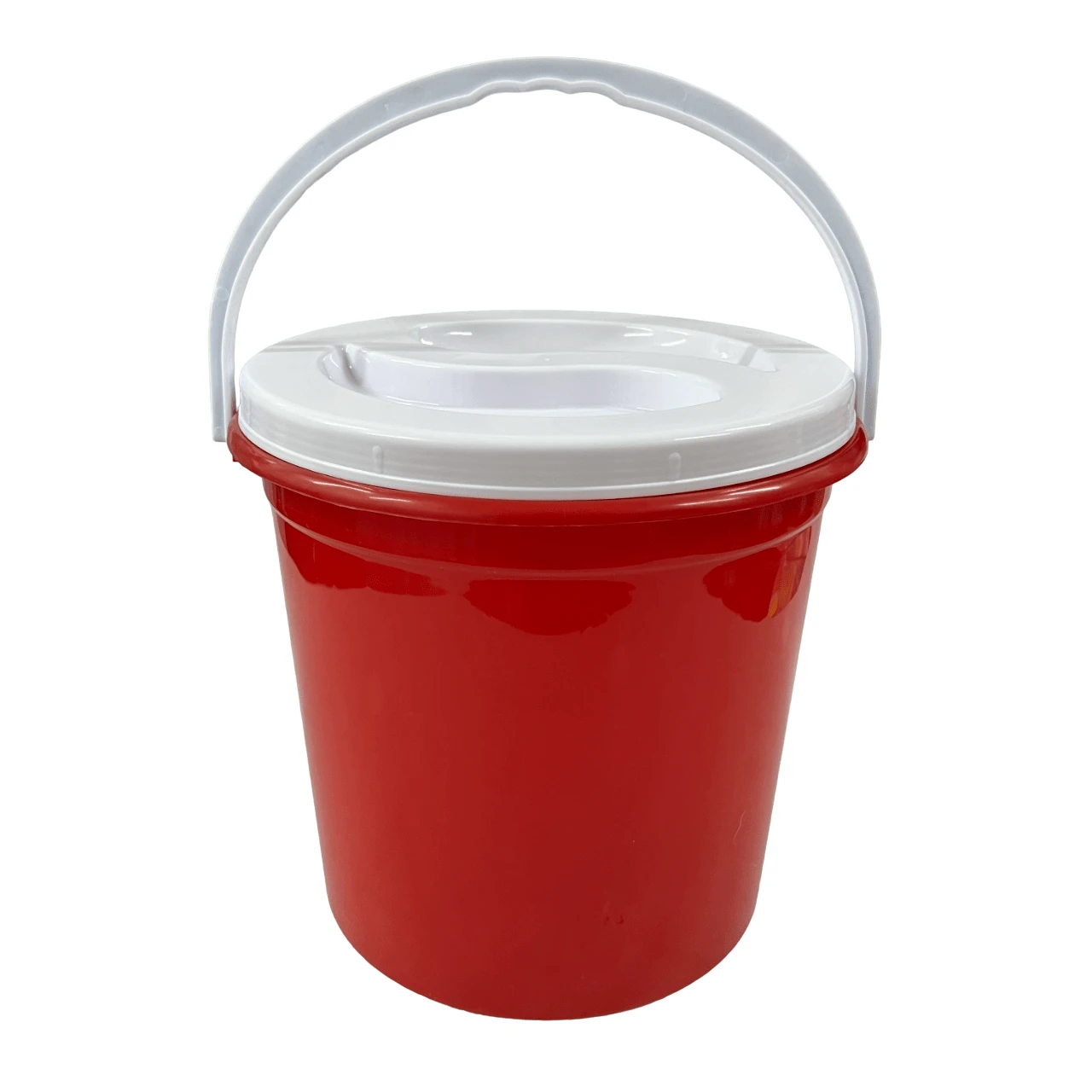 10L Plastic Bucket Canister With Lid And Handle: Safe Storage - Red - View 1