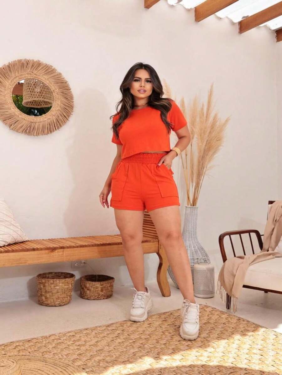 Women's Duna Creppe Knit Set, Summer Heat, Light - Naranja - Ver 1