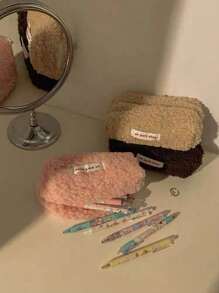 1 Peça Bolsa Cosmética de Estilo Pelúcia Portátil de Grande Capacidade, Mini Bolsa Fofa de Armazenamento de Cosméticos e Artigos de Papelaria, Organizador de Maquiagem, Estojo de Maquiagem, Organizador de Viagem de Toucador, Presentes Essenciais, Acessórios com Zíper