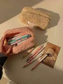 1 Peça Bolsa Cosmética de Estilo Pelúcia Portátil de Grande Capacidade, Mini Bolsa Fofa de Armazenamento de Cosméticos e Artigos de Papelaria, Organizador de Maquiagem, Estojo de Maquiagem, Organizador de Viagem de Toucador, Presentes Essenciais, Acessórios com Zíper