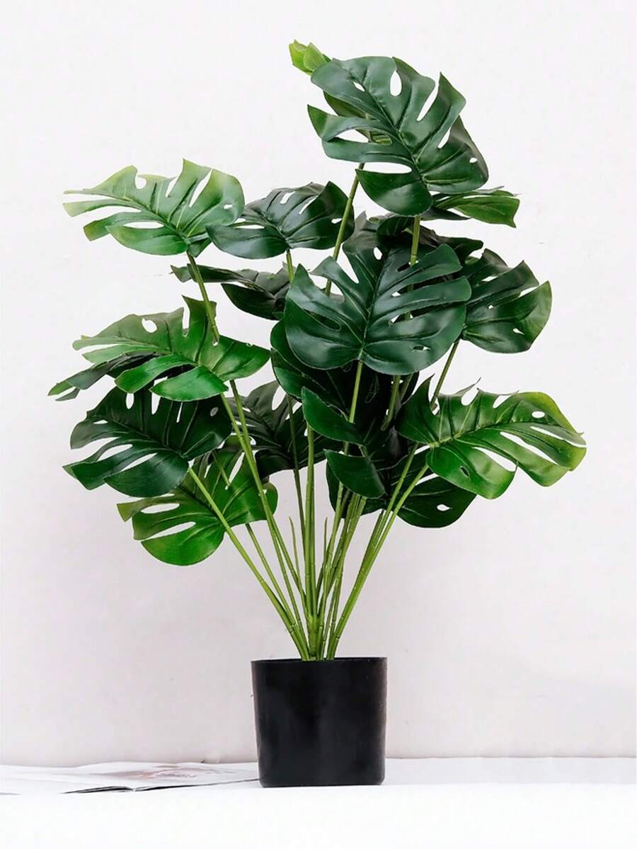1pc 9 Leaves Artificial Plant, With Stems, Vivid Palm And Turtle Shell
