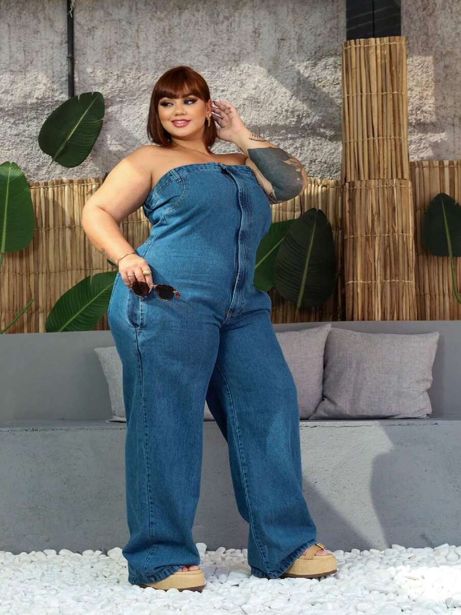 JEANS OVERALLS PLUS - 霧霾藍 - 查看 1