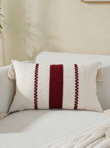 1 buah Sarung Bantal Rumbai Bohemian, Sarung Bantal Dekoratif untuk Sofa Rumah - Burgundy - View 12
